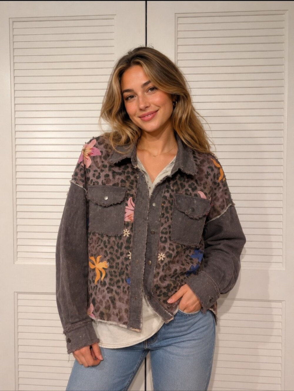 Denim Lightweight Jacket Snap Button Size XL